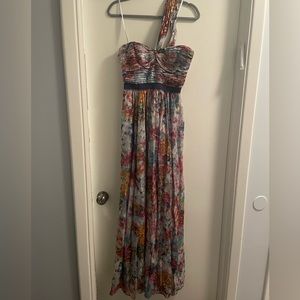 BCBG floral metallic gown